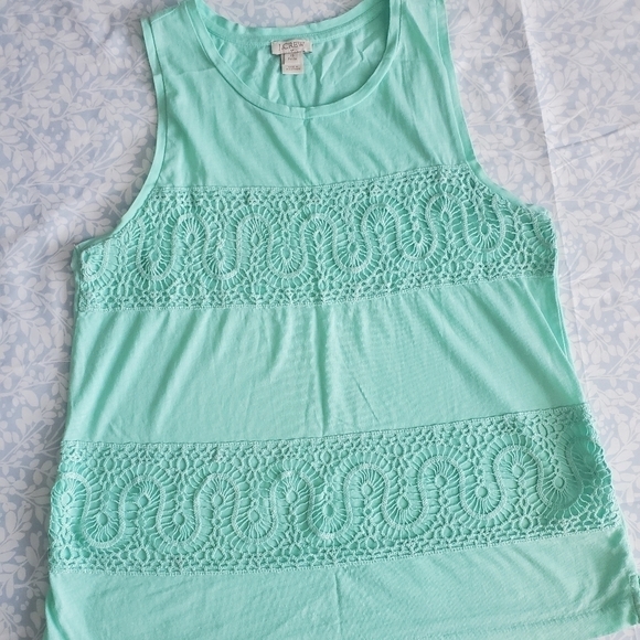 Bundle Only: J. CREW MINT GREEN LACE PANEL 100% COTTON TANK‎ TOP SIZE XS P - Picture 2 of 12
